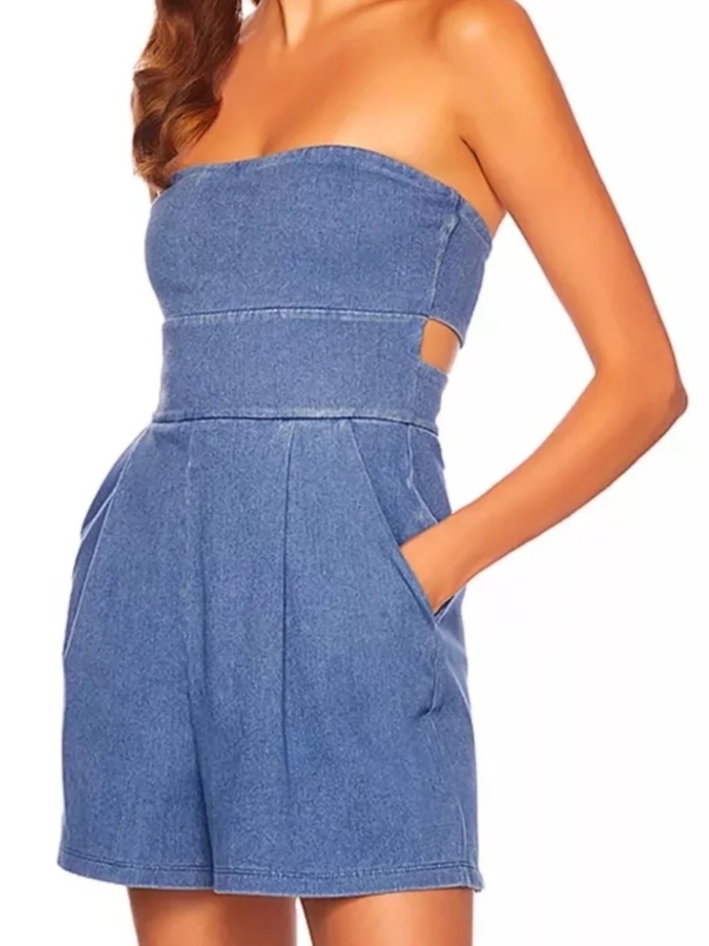 Susana Monaco Strapless Denim Romper
